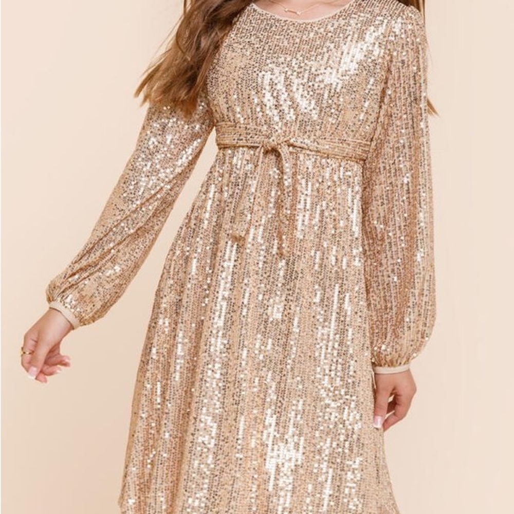 Francesca girls gold sequin dress